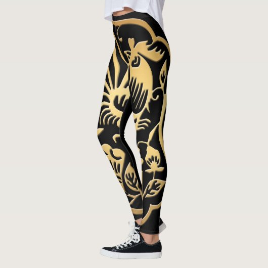Golden Rooster Jahr 2017 Papercut Schwarze Legging Leggings (Links)