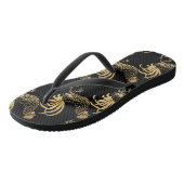 Golden Rooster Year 2017 Custom Black Dreh Flop Badesandalen (Schrägansicht)