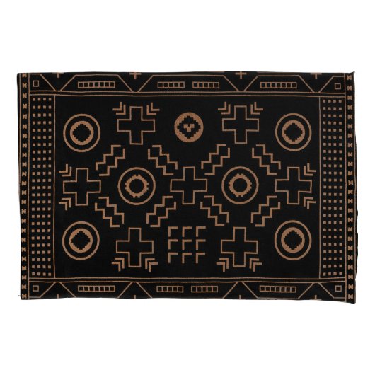 Golden Roots: Marokkanisches Schwarz & Stamm Elega Kissenbezug (Vorderseite)