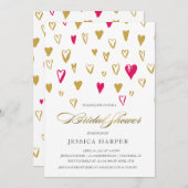 Golden rosa Herz Brautparty Einladung (Vorne/Hinten)