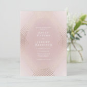 Golden rosa Oval Geometrische Art Deco Einladung (Stehend Vorderseite)