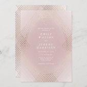 Golden rosa Oval Geometrische Art Deco Einladung (Vorne/Hinten)