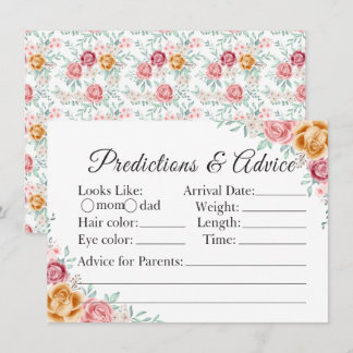 Golden Rose Baby Shower Vorhersagen & Beratungskar Hinweiskarte