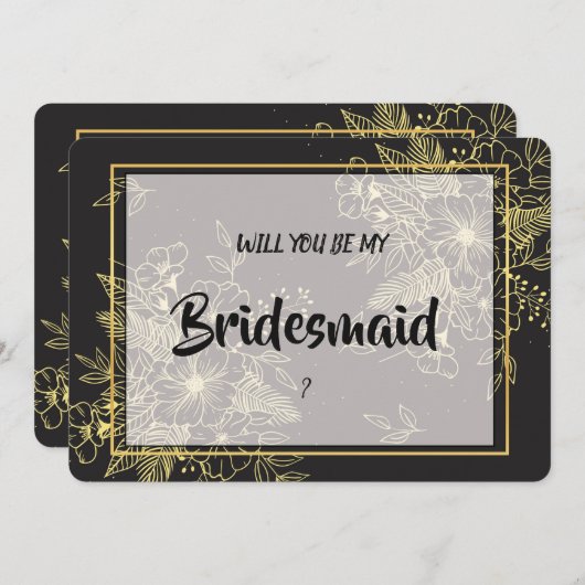 Golden Rose Bridesmaid Einladung (Vorne/Hinten)