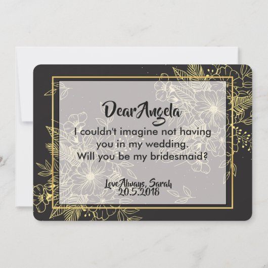 Golden Rose Bridesmaid Einladung (Rückseite)