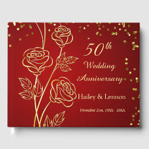 Golden Rose Confetti 50. Hochzeitstag Gästebuch