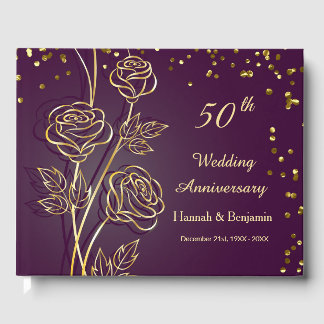 Golden Rose Confetti 50. Hochzeitstag Gästebuch
