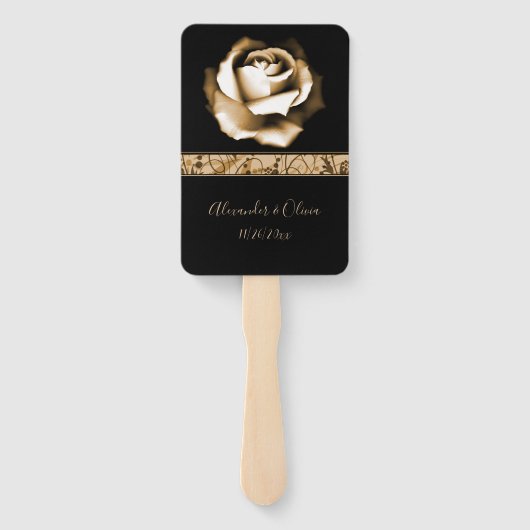 Golden Rose Hand Fan Fächer (Rückseite)