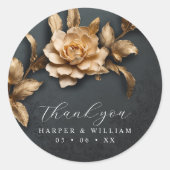 Golden Rose Hochzeit danke Runder Aufkleber (Vorderseite)