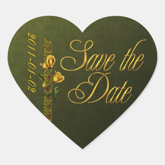 Golden Rose Hochzeitssuite Save the Date Herz-Aufkleber (Vorderseite)