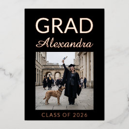 Golden Rose Ivory DVM Photo Graduation Party Folieneinladung