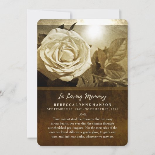 Golden Rose Nostalgie Danke Sympathy Card (Rückseite)