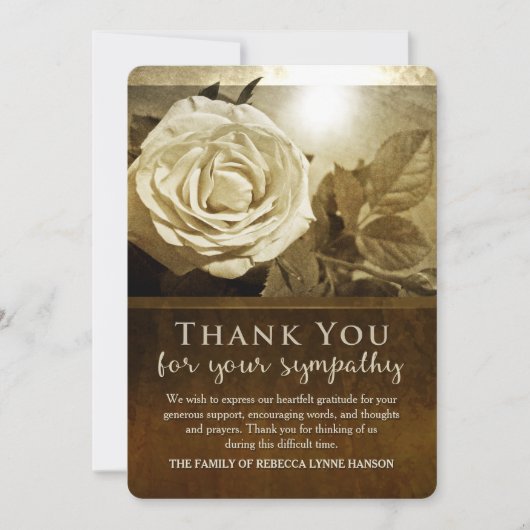 Golden Rose Nostalgie Danke Sympathy Card (Vorderseite)