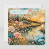 Golden Rose River Tal Sunrise Bridal V Einladung (Vorderseite)