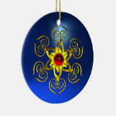 GOLDEN ROSE RUBY Blue Sapphire Keramik Ornament (Rechts)