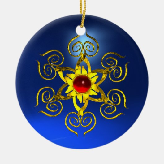 GOLDEN ROSE RUBY Blue Sapphire Keramik Ornament (Vorne)