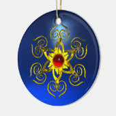 GOLDEN ROSE RUBY Blue Sapphire Keramik Ornament (Links)