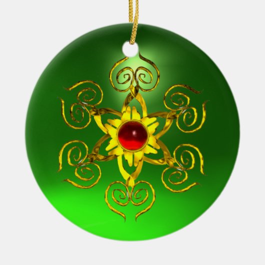 GOLDEN ROSE RUBY Green Emerald Keramik Ornament (Vorne)