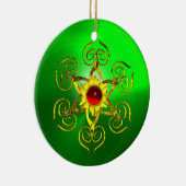 GOLDEN ROSE RUBY Green Emerald Keramikornament (Rechts)