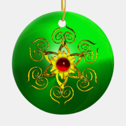 GOLDEN ROSE RUBY Green Emerald Keramikornament (Vorne)