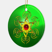 GOLDEN ROSE RUBY Green Emerald Keramikornament (Links)