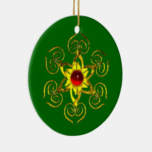 GOLDEN ROSE RUBY, grün und weiß Keramik Ornament (Rechts)