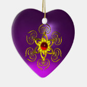 GOLDEN ROSE RUBY, Lila Herz Keramikornament (Rechts)