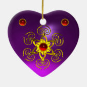 GOLDEN ROSE RUBY, Lila Herz Keramikornament (Hinten)