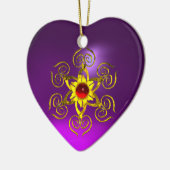 GOLDEN ROSE RUBY, Lila Herz Keramikornament (Links)