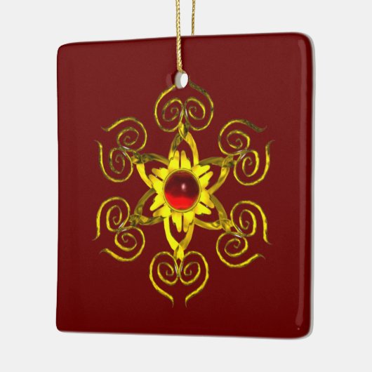 GOLDEN ROSE RUBY, Rot und Blau Keramikornament (Links)