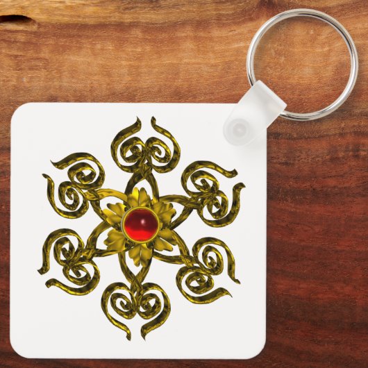 GOLDEN ROSE RUBY SCHLÜSSELANHÄNGER (Rückseite)