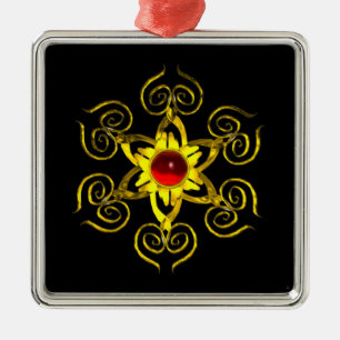 GOLDEN ROSE RUBY, schwarz Silbernes Ornament