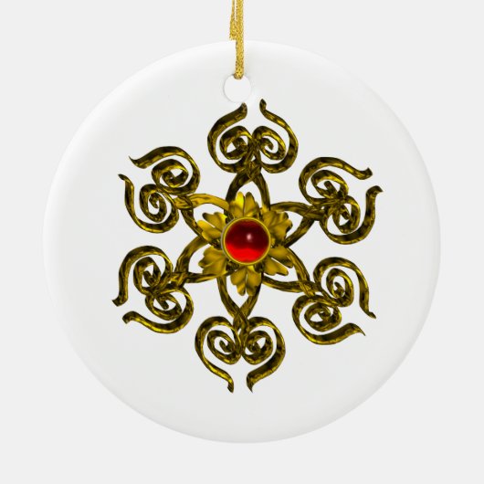 GOLDEN ROSE RUBY, weiß Keramikornament (Hinten)