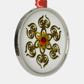 GOLDEN ROSE RUBY, weiß Silbernes Ornament (Rechts)