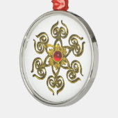 GOLDEN ROSE RUBY, weiß Silbernes Ornament (Links)