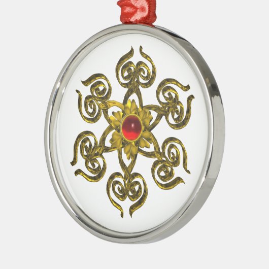 GOLDEN ROSE RUBY, weiß Silbernes Ornament (Links)