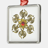 GOLDEN ROSE RUBY, weiß Silbernes Ornament (Links)