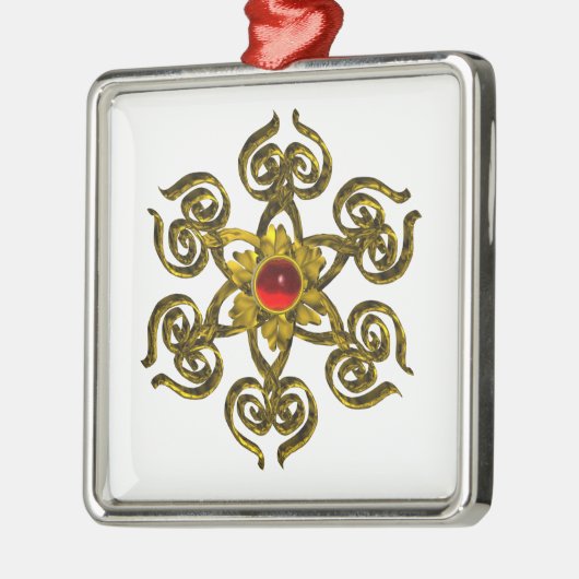 GOLDEN ROSE RUBY, weiß Silbernes Ornament (Links)