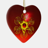 GOLDEN ROSE RUBY, Weißherz Keramik Ornament (Rechts)