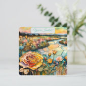 Golden Rose Tal Sunrise Bridal Einladung (Stehend Vorderseite)