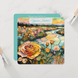 Golden Rose Tal Sunrise Bridal Einladung