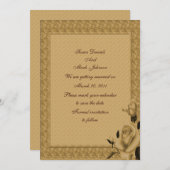 Golden Rosenknospe Blumenhochzeit rettet das Datum Einladung (Vorne/Hinten)