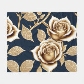 Golden Roses With A Metallic Finish Fleecedecke (Vorderseite (Horizontal))