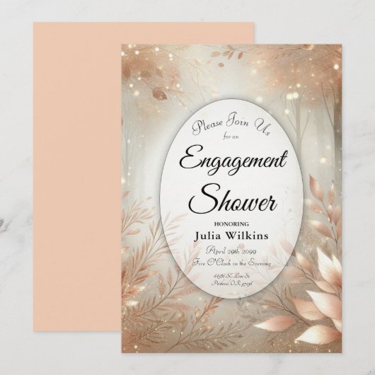 Golden Rosewood Enchanted Forest Verlobung Dusche Einladung (Vorne/Hinten)