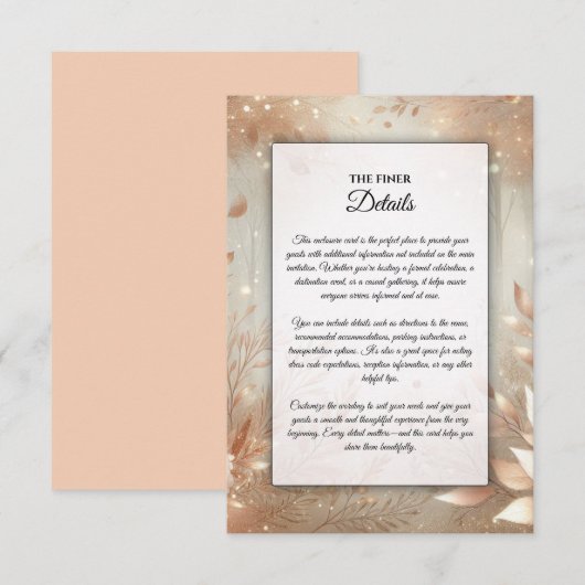 Golden Rosewood Enchanted Forest Wedding Begleitkarte (Vorne/Hinten)