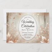 Golden Rosewood Enchanted Forest Wedding Einladung (Vorderseite)