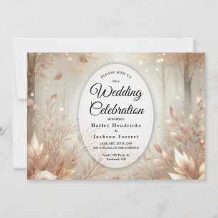 Golden Rosewood Enchanted Forest Wedding Einladung