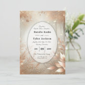 Golden Rosewood Enchanted Forest Wedding Einladung (Stehend Vorderseite)