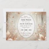 Golden Rosewood Enchanted Forest Wedding Einladung (Vorderseite)