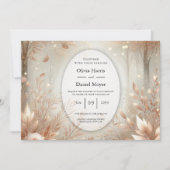 Golden Rosewood Enchanted Forest Wedding Einladung (Vorderseite)